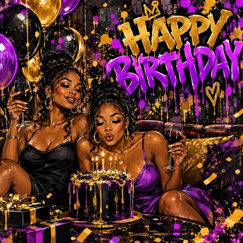 Happy Birthday (Purple), graphic design by Coach Gizmo